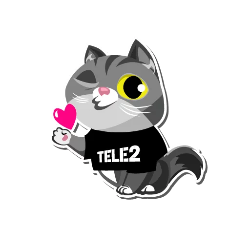 😽 Стикер «I love Tele2» для Telegram