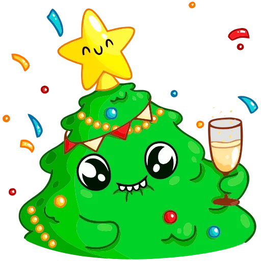 🥂 Эмодзи «Ёлочка Иголочка» для Telegram