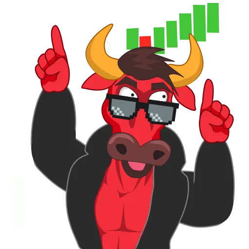 📈 Стикер «Красный бык» для Telegram