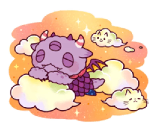 😌 Стикер «Kaiju Nemuke Sticker-English ver.» для Telegram