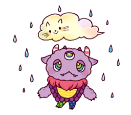 🌧 Стикер «Kaiju Nemuke Sticker-English ver.» для Telegram