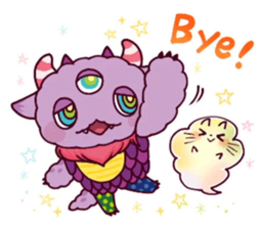 👋 Стикер «Kaiju Nemuke Sticker-English ver.» для Telegram