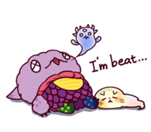 👻 Стикер «Kaiju Nemuke Sticker-English ver.» для Telegram