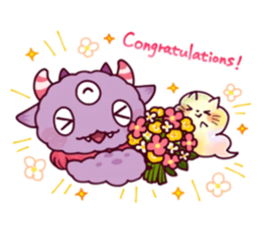 🎊 Стикер «Kaiju Nemuke Sticker-English ver.» для Telegram
