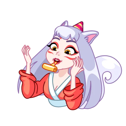 Стикер 6 Kitsune - анимированная кицунэ