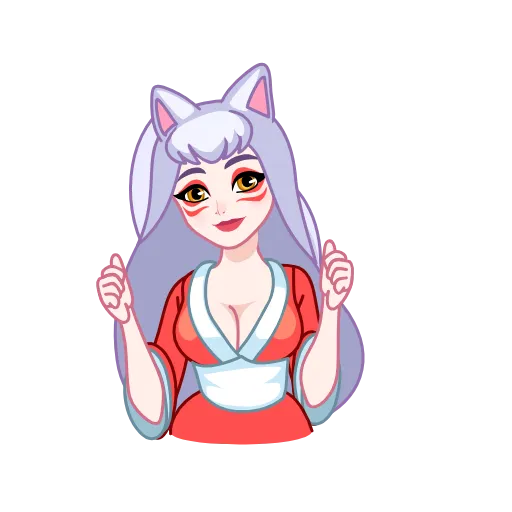 Стикер 23 Kitsune - анимированная кицунэ
