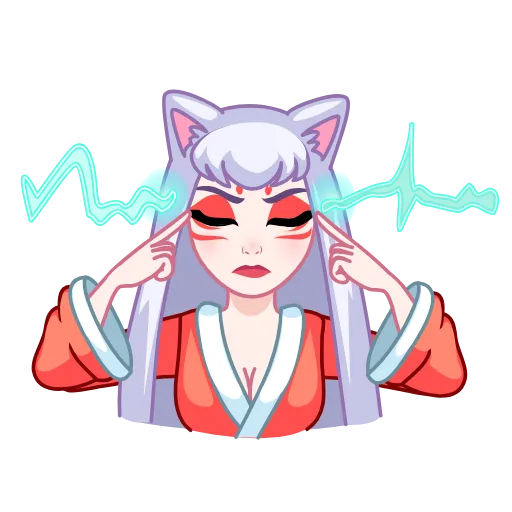Стикер 19 Kitsune - анимированная кицунэ