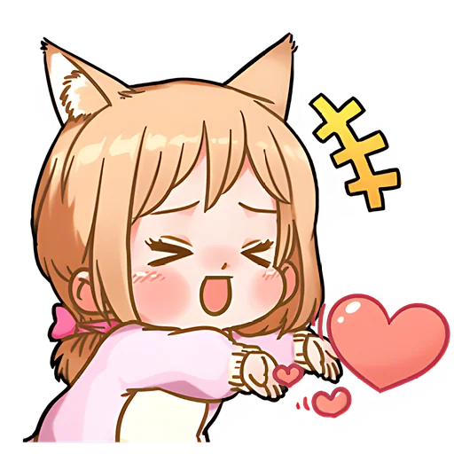 ❤️ Стикер «Киса-тян» для Telegram