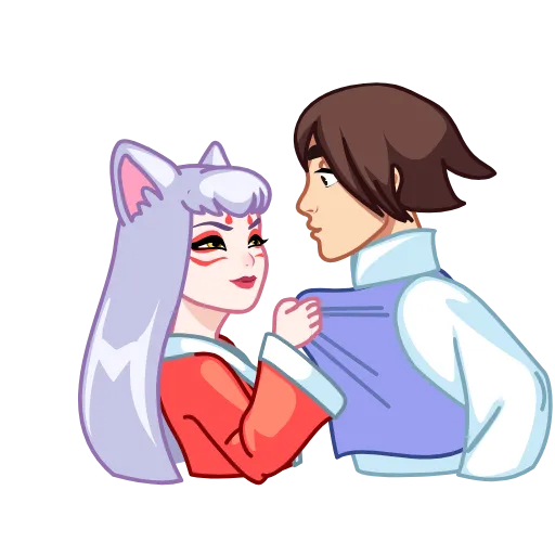 👩‍❤️‍💋‍👨 Стикер «Kitsune» для Telegram