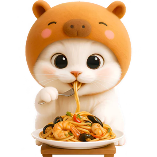 🍝 Стикер «Котик-капибара» для Telegram