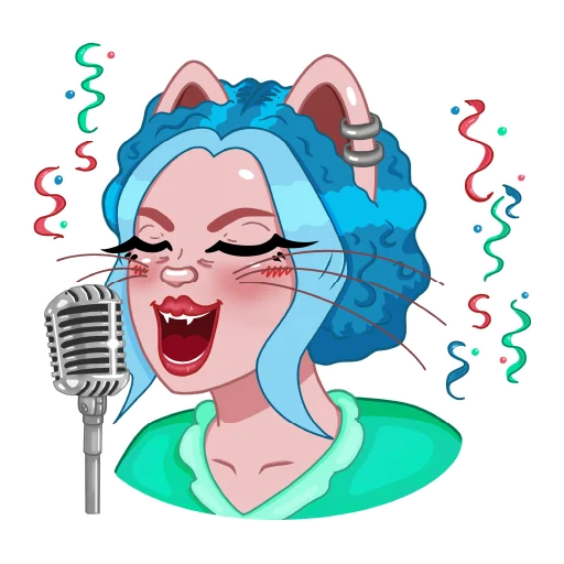 🥳 Стикер «Kitty Pop Star» для Telegram