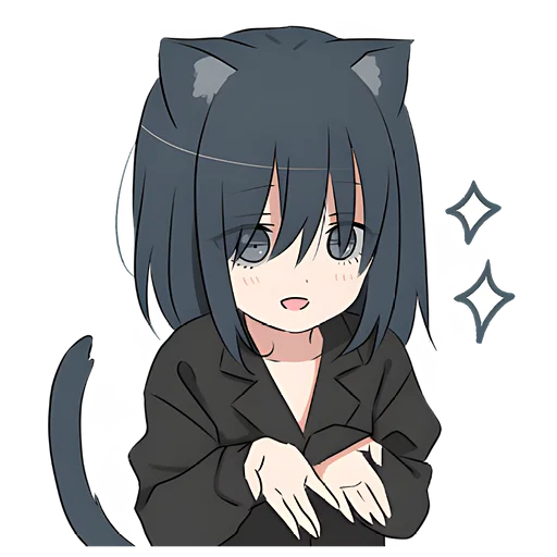 😍 Стикер «Кошка-тян в рубашке» для Telegram