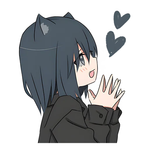 🥰 Стикер «Кошка-тян в рубашке» для Telegram