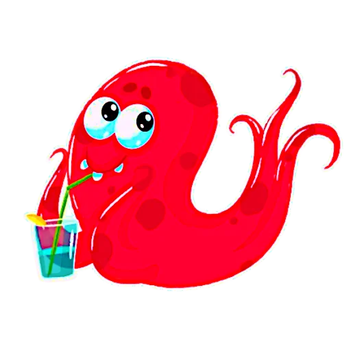 🥤 Стикер «Красный Осьминожка» для Telegram