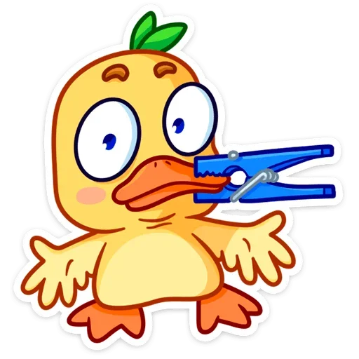 🤐 Стикер «Любитель щёлкать клювом Утёнок Кряк» для Telegram