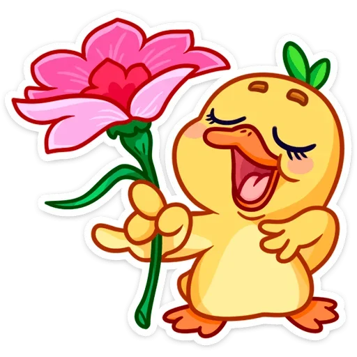 🌹 Стикер «Любитель щёлкать клювом Утёнок Кряк» для Telegram