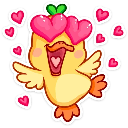 🥰 Стикер «Любитель щёлкать клювом Утёнок Кряк» для Telegram