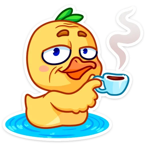 ☕️ Стикер «Любитель щёлкать клювом Утёнок Кряк» для Telegram