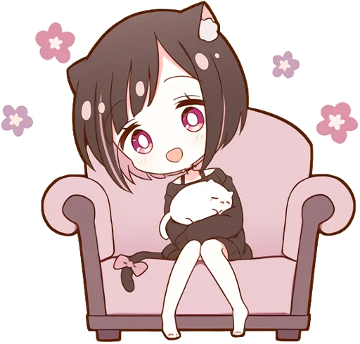 🙂 Стикер «Куронеко тян Kuronieko Chan» для Telegram