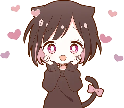 😍 Стикер «Куронеко тян Kuronieko Chan» для Telegram