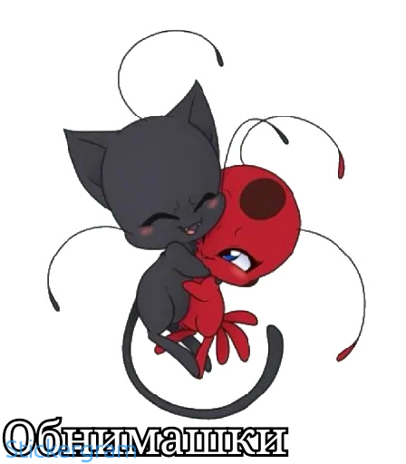 ❤️ Стикер «Lady bug Cat noir» для Telegram