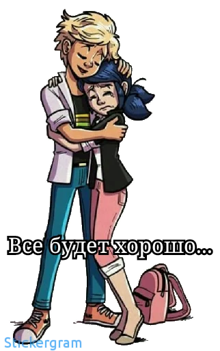 😢 Стикер «Lady bug Cat noir» для Telegram