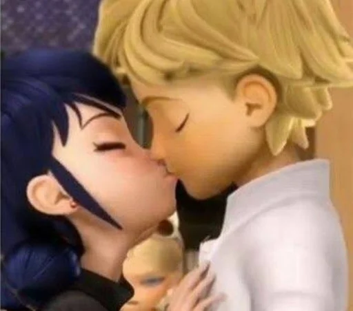 👩‍❤️‍💋‍👨 Стикер «Marinette and Adrien created» для Telegram