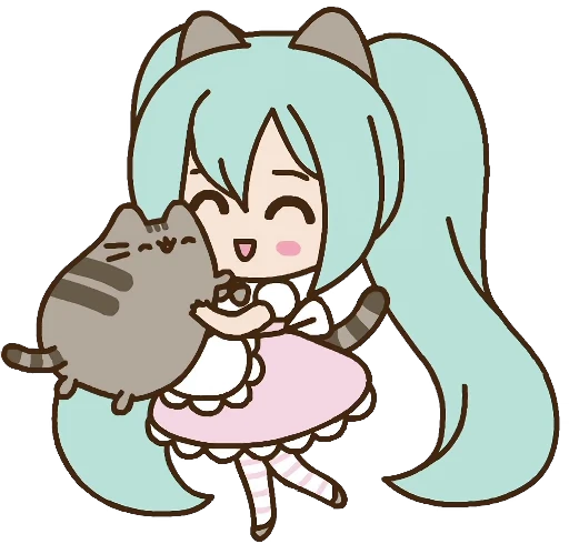 🤗 Стикер «Hatsune Miku x Pusheen» для Telegram