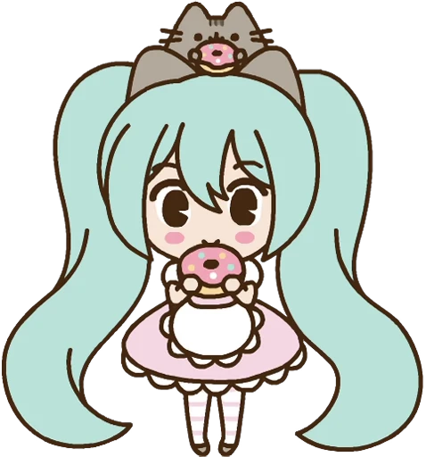 😋 Стикер «Hatsune Miku x Pusheen» для Telegram