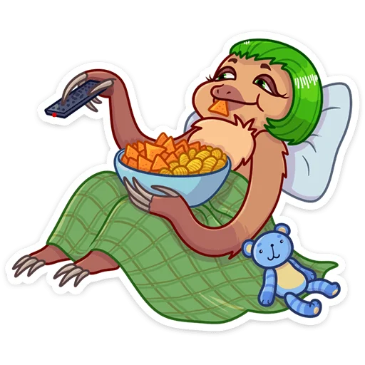 🍿 Стикер «Ленивица Леночка» для Telegram