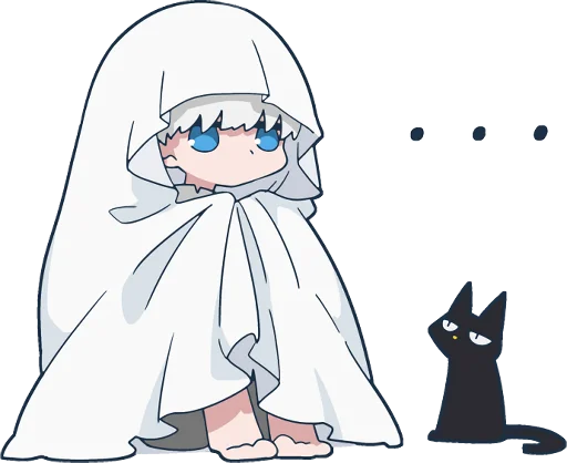 😶 Стикер «Ghost and black cat» для Telegram