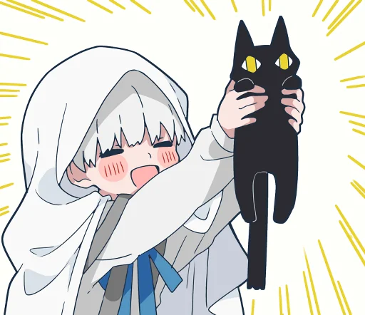 🐱 Стикер «Ghost and black cat» для Telegram