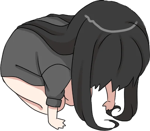 😵 Стикер «Girl with black hair long TL-EDIT» для Telegram