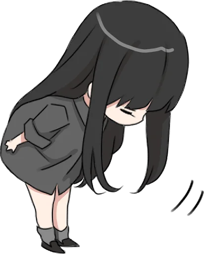 🙇‍♀️ Стикер «Girl with black hair long TL-EDIT» для Telegram