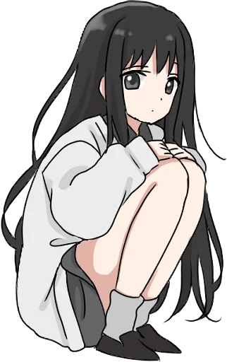 😕 Стикер «Girl with black hair long TL-EDIT» для Telegram