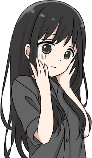 🙁 Стикер «Girl with black hair long TL-EDIT» для Telegram