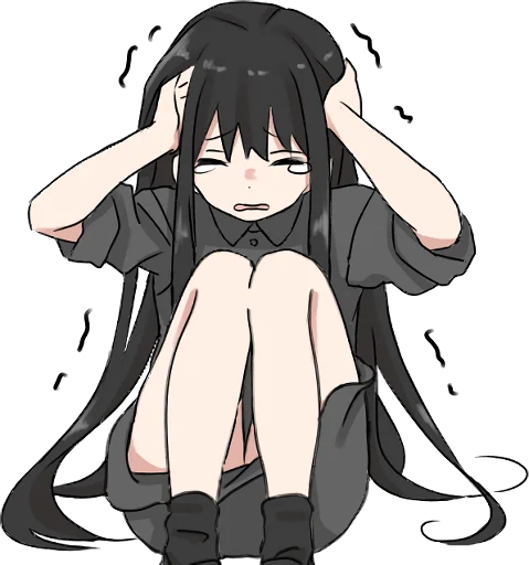 😢 Стикер «Girl with black hair long TL-EDIT» для Telegram