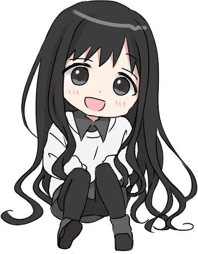 😃 Стикер «Girl with black hair long TL-EDIT» для Telegram