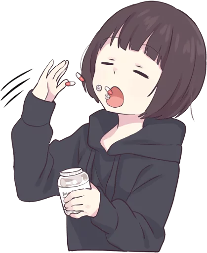 💊 Стикер «Menhera little girl. ENG» для Telegram