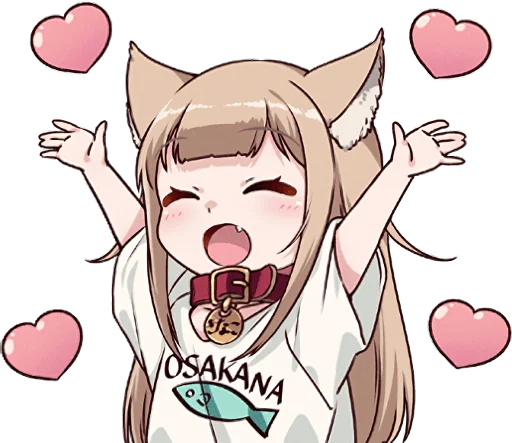 Стикерпак Kinako (Osakana Neko) для Telegram