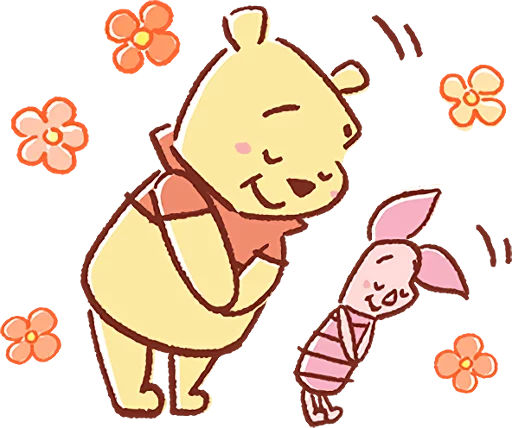 🙇‍♂️ Стикер «Pooh and Piglet (Lovely)» для Telegram