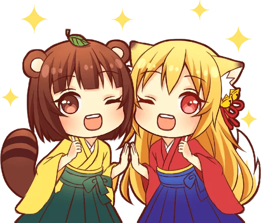 Стикерпак «Tanuki & Fox girl» для Telegram — обложка