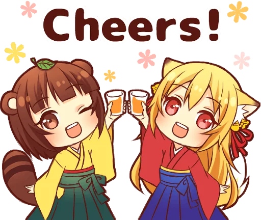 😉 Стикер «Tanuki & Fox girl» для Telegram
