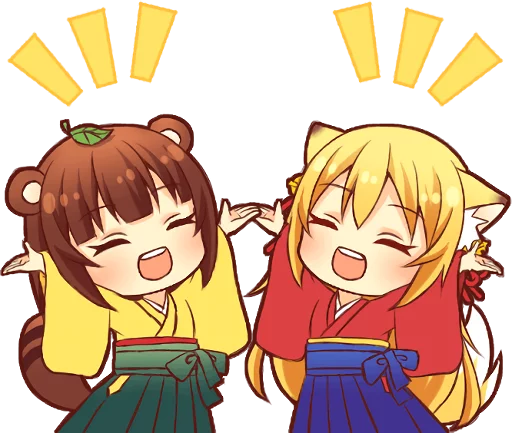 😄 Стикер «Tanuki & Fox girl» для Telegram