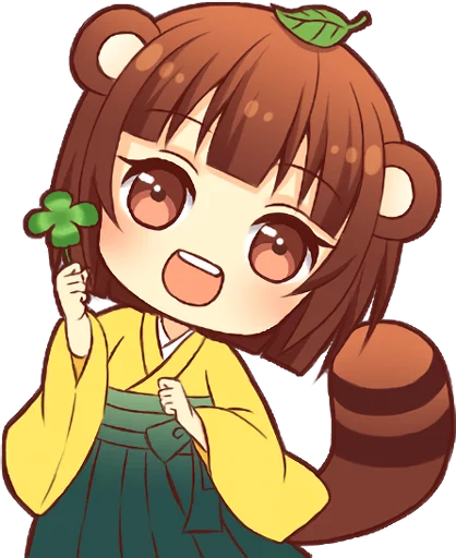 🍀 Стикер «Tanuki & Fox girl» для Telegram