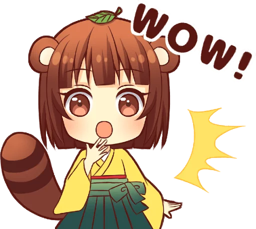😯 Стикер «Tanuki & Fox girl» для Telegram