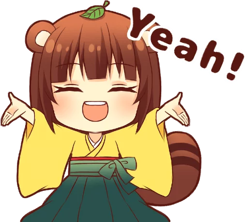 😄 Стикер «Tanuki & Fox girl» для Telegram