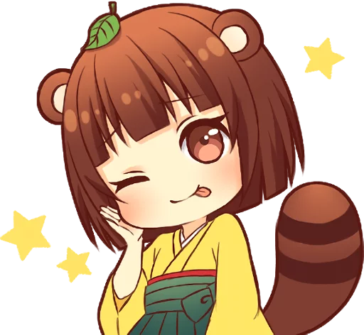 😜 Стикер «Tanuki & Fox girl» для Telegram