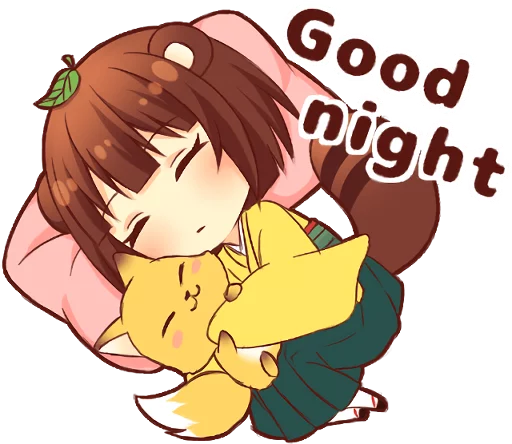 😴 Стикер «Tanuki & Fox girl» для Telegram