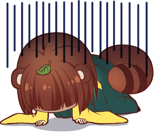 😔 Стикер «Tanuki & Fox girl» для Telegram